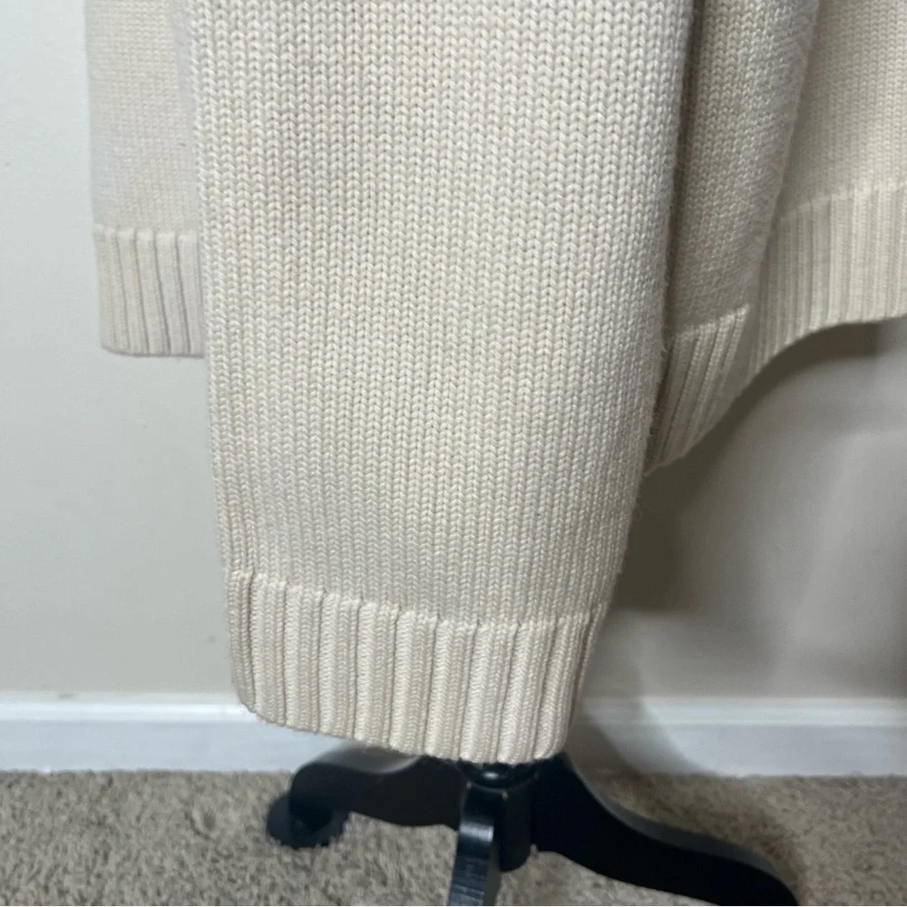 Banana Republic Men’s Cream‎ Merino Wool High Neck Arm Patch Knit Sweater Sz XL